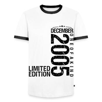 Birthday December 2005 December born in December - Men's Ringer Shirt - white/black - Front - AI Model Female 172 light (172cm) & AI Model Male 178 dark (178cm)