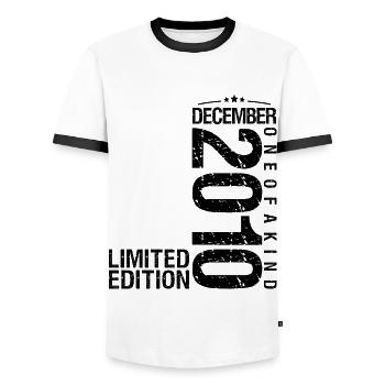 Birthday December 2010 December born in December - Men's Ringer Shirt - white/black - Front - AI Model Female 172 light (172cm) & AI Model Male 178 dark (178cm)