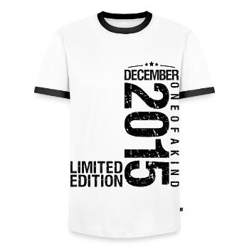 Birthday December 2015 December born in December - Men's Ringer Shirt - white/black - Front - AI Model Female 172 light (172cm) & AI Model Male 178 dark (178cm)
