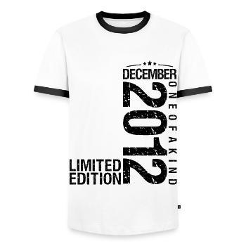 Birthday December 2012 December born in December - Men's Ringer Shirt - white/black - Front - AI Model Female 172 light (172cm) & AI Model Male 178 dark (178cm)
