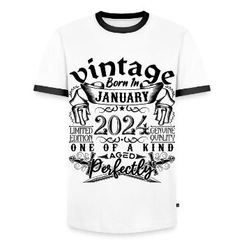 Geburtstag 2024 Januar 2024 geboren im Januar - Männer Kontrast-T-Shirt - Weiß/Schwarz - Vorne - AI Model Female 172 light (172cm) & AI Model Male 178 dark (178cm)