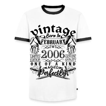 Birthday 2006 February 2006 born in February - Men's Ringer Shirt - white/black - Front - AI Model Female 172 light (172cm) & AI Model Male 178 dark (178cm)