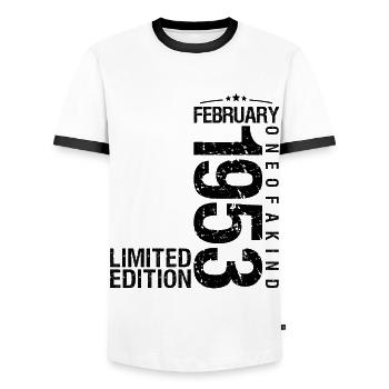 Birthday February 1953 February born in February - Men's Ringer Shirt - white/black - Front - AI Model Female 172 light (172cm) & AI Model Male 178 dark (178cm)