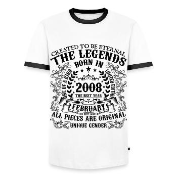 Geburtstag 2008 Februar 2008 geboren im Februar 2008 - Männer Kontrast-T-Shirt - Weiß/Schwarz - Vorne - AI Model Female 172 light (172cm) & AI Model Male 178 dark (178cm)