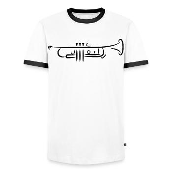 Trompete Zeichnung - Männer Kontrast-T-Shirt - Weiß/Schwarz - Vorne - AI Model Female 172 light (172cm) & AI Model Male 178 dark (178cm)
