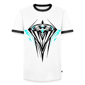 Diamant Bijou Pierre Précieuse - T-shirt contrasté Homme - blanc/noir - Devant - AI Model Female 172 light (172cm) & AI Model Male 178 dark (178cm)