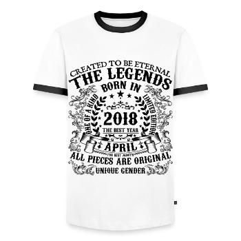 Geburtstag 2018 April 2018 geboren im April 2018 - Männer Kontrast-T-Shirt - Weiß/Schwarz - Vorne - AI Model Female 172 light (172cm) & AI Model Male 178 dark (178cm)