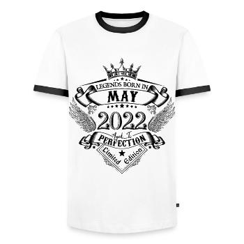anniversaire Mai 2022 Mai anniversaire 2022 - T-shirt contrasté Homme - blanc/noir - Devant - AI Model Female 172 light (172cm) & AI Model Male 178 dark (178cm)