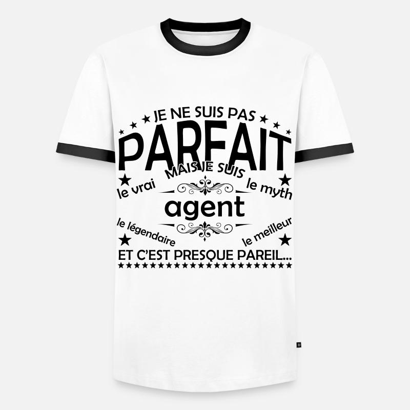 Geschenkagent Agent Der echte Agent - Männer Kontrast-T-Shirt - Weiß/Schwarz