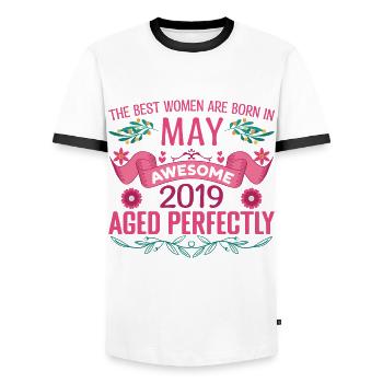Mai 2019 Geburtstag Ehefrau Mai 2019 Geburtstag - Männer Kontrast-T-Shirt - Weiß/Schwarz - Vorne - AI Model Female 172 light (172cm) & AI Model Male 178 dark (178cm)