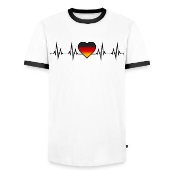 Germany Heartbeat ECG black red gold - Men's Ringer Shirt - white/black - Front - AI Model Female 172 light (172cm) & AI Model Male 178 dark (178cm)