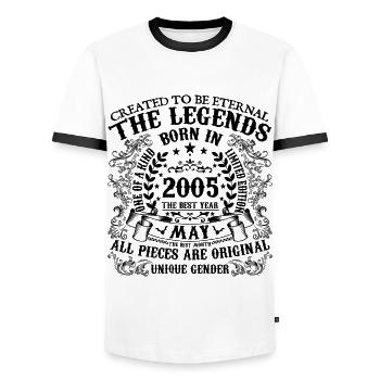 Birthday 2005 May 2005 born in May 2005 - Men's Ringer Shirt - white/black - Front - AI Model Female 172 light (172cm) & AI Model Male 178 dark (178cm)