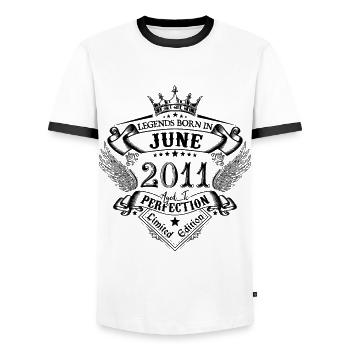 anniversaire Juin 2011 Juin anniversaire 2011 - T-shirt contrasté Homme - blanc/noir - Devant - AI Model Female 172 light (172cm) & AI Model Male 178 dark (178cm)