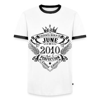 anniversaire Juin 2010 Juin anniversaire 2010 - T-shirt contrasté Homme - blanc/noir - Devant - AI Model Female 172 light (172cm) & AI Model Male 178 dark (178cm)