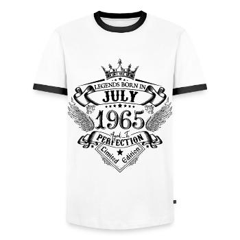 1965 Juillet 1965 anniversaire Juillet 1965 - T-shirt contrasté Homme - blanc/noir - Devant - AI Model Female 172 light (172cm) & AI Model Male 178 dark (178cm)