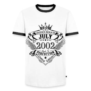 2002 Juillet 2002 anniversaire Juillet 2002 - T-shirt contrasté Homme - blanc/noir - Devant - AI Model Female 172 light (172cm) & AI Model Male 178 dark (178cm)