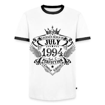 1994 Juillet 1994 anniversaire Juillet 1994 - T-shirt contrasté Homme - blanc/noir - Devant - AI Model Female 172 light (172cm) & AI Model Male 178 dark (178cm)