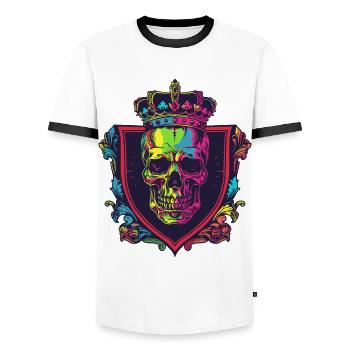 Couronne de crâne de roi - T-shirt contrasté Homme - blanc/noir - Devant - AI Model Female 172 light (172cm) & AI Model Male 178 dark (178cm)