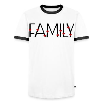 Famille - T-shirt contrasté Homme - blanc/noir - Devant - AI Model Female 172 light (172cm) & AI Model Male 178 dark (178cm)