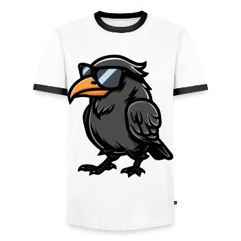 Rabe Krähe Tier - Männer Kontrast-T-Shirt - Weiß/Schwarz - Vorne - AI Model Female 172 light (172cm) & AI Model Male 178 dark (178cm)