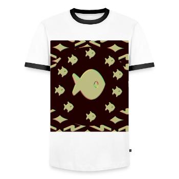 Aquarium - Men's Ringer Shirt - white/black - Front - AI Model Female 172 light (172cm) & AI Model Male 178 dark (178cm)