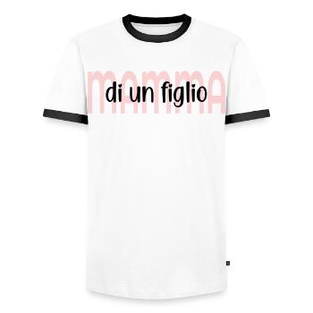 Mère d’un enfant - T-shirt contrasté Homme - blanc/noir - Devant - AI Model Female 172 light (172cm) & AI Model Male 178 dark (178cm)