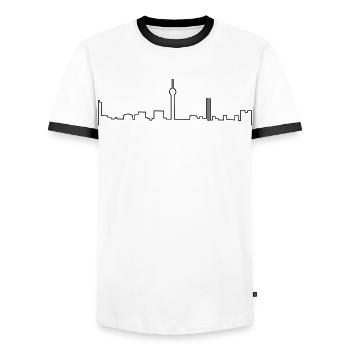 düsseldorf skyline - Männer Kontrast-T-Shirt - Weiß/Schwarz - Vorne - AI Model Female 172 light (172cm) & AI Model Male 178 dark (178cm)