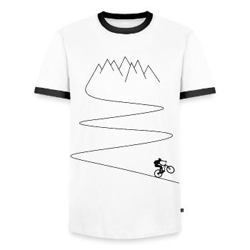 Mtb mountain bike bicycle cycling cycling - Men's Ringer Shirt - white/black - Front - AI Model Female 172 light (172cm) & AI Model Male 178 dark (178cm)