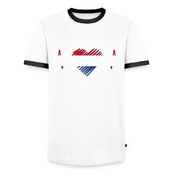 Netherlands - Men's Ringer Shirt - white/black - Front - AI Model Female 172 light (172cm) & AI Model Male 178 dark (178cm)