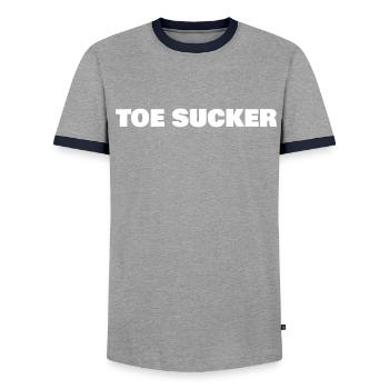 toe sucker - Männer Kontrast-T-Shirt - Grau/Navy  - Vorne - AI Model Female 172 light (172cm) & AI Model Male 178 light (178cm)