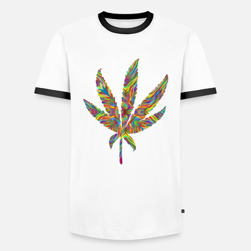 Hanfblatt psychedelisch 2 - Männer Kontrast-T-Shirt - Weiß/Schwarz