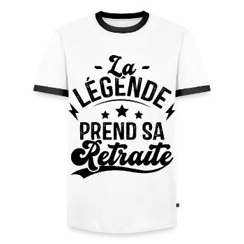La Légende Prend Sa Retraite - T-shirt contrasté Homme - blanc/noir - Devant - AI Model Female 172 light (172cm) & AI Model Male 178 dark (178cm)