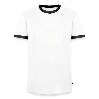 Legend 1991 Vintage Birthday Gift - Men's Ringer Shirt - white/black - Front - AI Model Female 172 light (172cm) & AI Model Male 178 dark (178cm)
