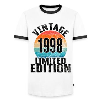 Année de naissance 1998 Vintage Limited Edition Retro - T-shirt contrasté Homme - blanc/noir - Devant - AI Model Female 172 light (172cm) & AI Model Male 178 dark (178cm)