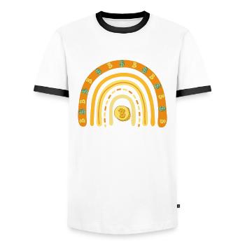 Talk Crypto To Me Chemise arc-en-ciel bohème - T-shirt contrasté Homme - blanc/noir - Devant - AI Model Female 172 light (172cm) & AI Model Male 178 dark (178cm)
