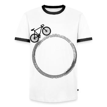 Cycling Bike Bicycle Sport Cycling Biker Cycling - Men's Ringer Shirt - white/black - Front - AI Model Female 172 light (172cm) & AI Model Male 178 dark (178cm)