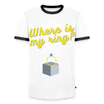 Wo ist mein Ring? - Männer Kontrast-T-Shirt - Weiß/Schwarz - Vorne - AI Model Female 172 light (172cm) & AI Model Male 178 dark (178cm)