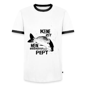 Karpfen angeln Angelshirt Geschenk Angelliebe - Männer Kontrast-T-Shirt - Weiß/Schwarz - Vorne - AI Model Female 172 light (172cm) & AI Model Male 178 dark (178cm)