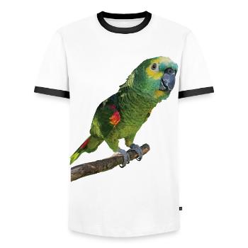The blue-fronted amazon - Men's Ringer Shirt - white/black - Front - AI Model Female 172 light (172cm) & AI Model Male 178 dark (178cm)