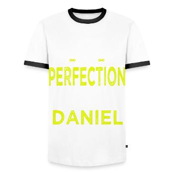 daniel si tu veux la perfection à vélo cycliste - T-shirt contrasté Homme - blanc/noir - Devant - AI Model Female 172 light (172cm) & AI Model Male 178 dark (178cm)