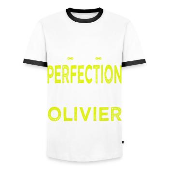 olivier si tu veux la perfection à vélo cycliste - T-shirt contrasté Homme - blanc/noir - Devant - AI Model Female 172 light (172cm) & AI Model Male 178 dark (178cm)