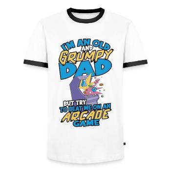 Retro Gamer Video Games Arcade Gaming Pinball Spike - Men's Ringer Shirt - white/black - Front - AI Model Female 172 light (172cm) & AI Model Male 178 dark (178cm)
