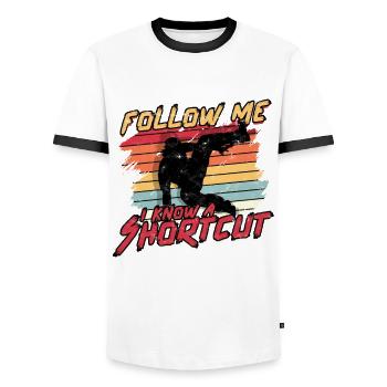 Parkour Freerunning Runner Back Flip Jumping - Men's Ringer Shirt - white/black - Front - AI Model Female 172 light (172cm) & AI Model Male 178 dark (178cm)