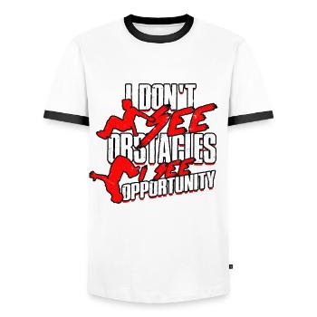 Parkour Freerunning Runner Back Flip Jumping - Men's Ringer Shirt - white/black - Front - AI Model Female 172 light (172cm) & AI Model Male 178 dark (178cm)