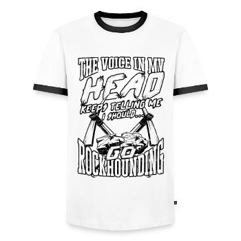 Rockhounder Rockhounding Géologue Rockhound Rockhound - T-shirt contrasté Homme - blanc/noir - Devant - AI Model Female 172 light (172cm) & AI Model Male 178 dark (178cm)