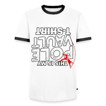 Quart à la perche et saut à la perche - T-shirt contrasté Homme - blanc/noir - Devant - AI Model Female 172 light (172cm) & AI Model Male 178 dark (178cm)
