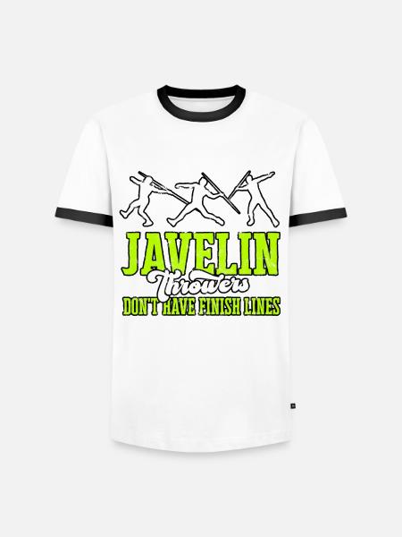 Speer wirft Leichtathletikwerke - Männer Kontrast-T-Shirt - Weiß/Schwarz