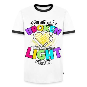 depression depressive sad gift idea unfortunate - Men's Ringer Shirt - white/black - Front - AI Model Female 172 light (172cm) & AI Model Male 178 dark (178cm)