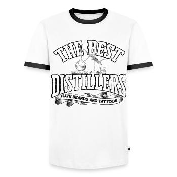 schnapps whiskey burning schnapps distiller gift idea - Men's Ringer Shirt - white/black - Front - AI Model Female 172 light (172cm) & AI Model Male 178 dark (178cm)