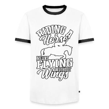 horse racing horse ride horses rider gift g - Men's Ringer Shirt - white/black - Front - AI Model Female 172 light (172cm) & AI Model Male 178 dark (178cm)